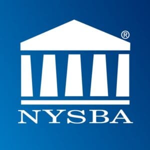 Logo of the New York State Bar Association in blue and white.