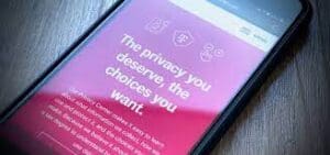 Screen showing privacy rights and choices on a mobile device.