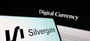 Close-up of a screen displaying the word 'Silvergate'.