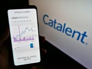 A stock chart on a smart phone