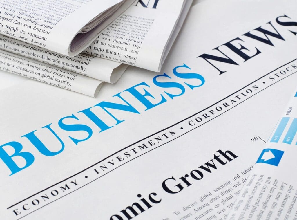 A business newspaper with economic growth