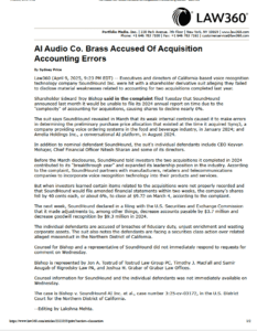 A detailed document outlining the acquisition of AI Audio Co. by Brass Accoustic Out.