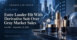 Estée Lauder legal news and product display.