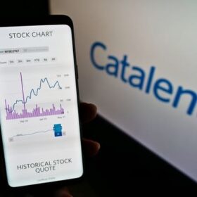 A stock chart on a smart phone